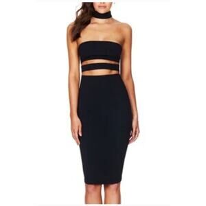 Nookie Frankie Bodycon Midi Dress Black Womens XS
